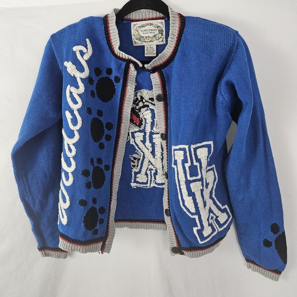 Vintage Kentucky Wildcats Cardigan Sweater Women's Size Small Blue Button Up